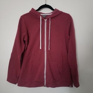 $5 WHEN BUNDLED 🍇 EDDIE BAUER Fleece Zip-up Hoodie Jacket Red White Size Small